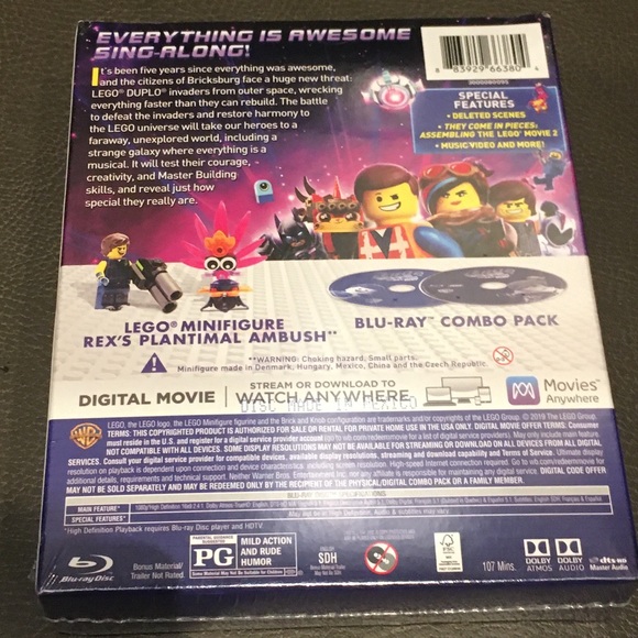 LEGO Movie 2: The Second Part 2019 Blu-ray+DVD+Digital With Building Toy - Picture 2 of 6